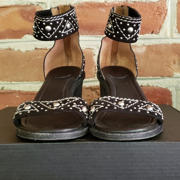 Frye Brielle Deco Studded Back Zip Suede Sandals - Picture 4 of 8